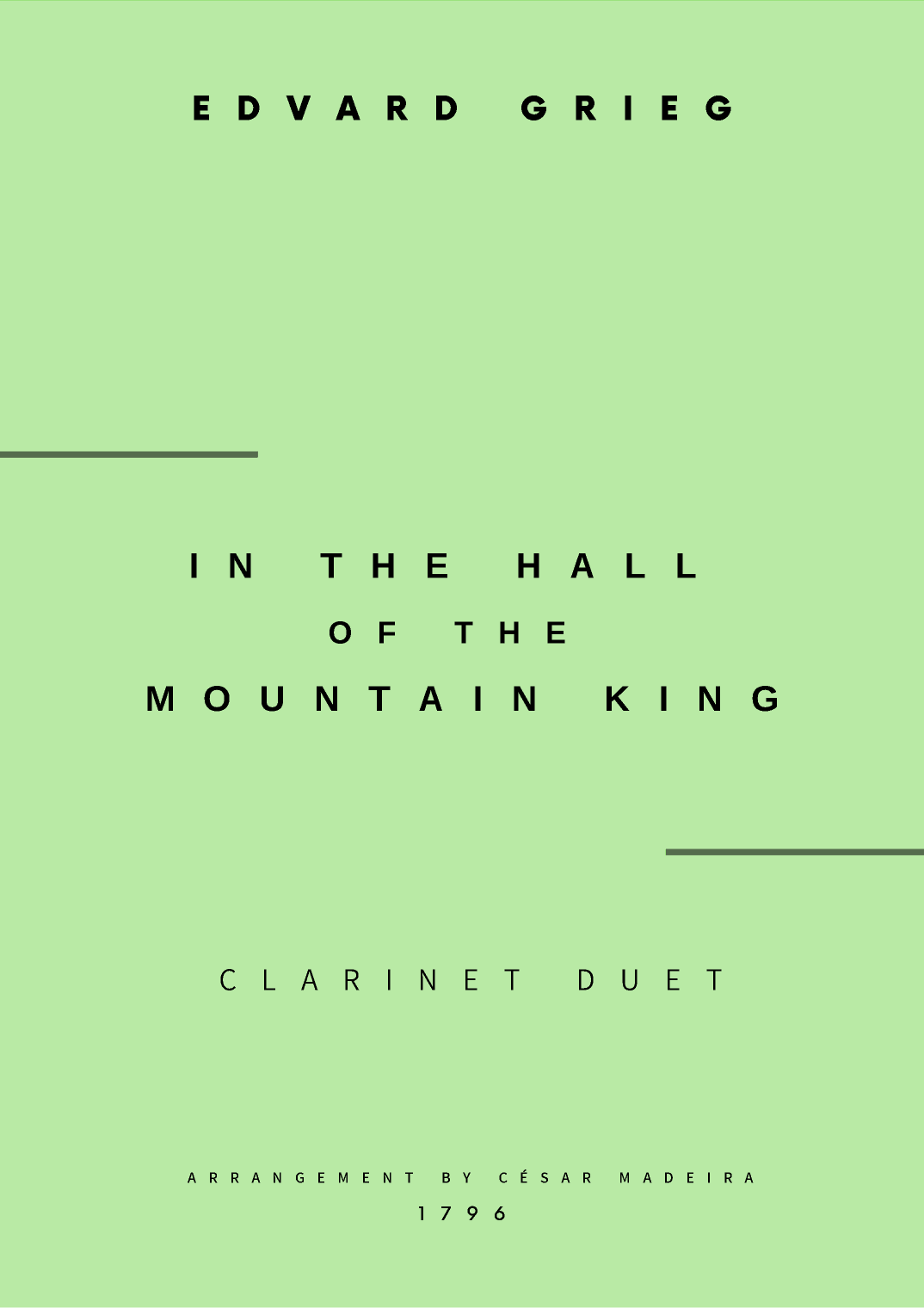 In The Hall Of The Mountain King - Clarinet Duet (Full Score and Parts) (arr. César Madeira)