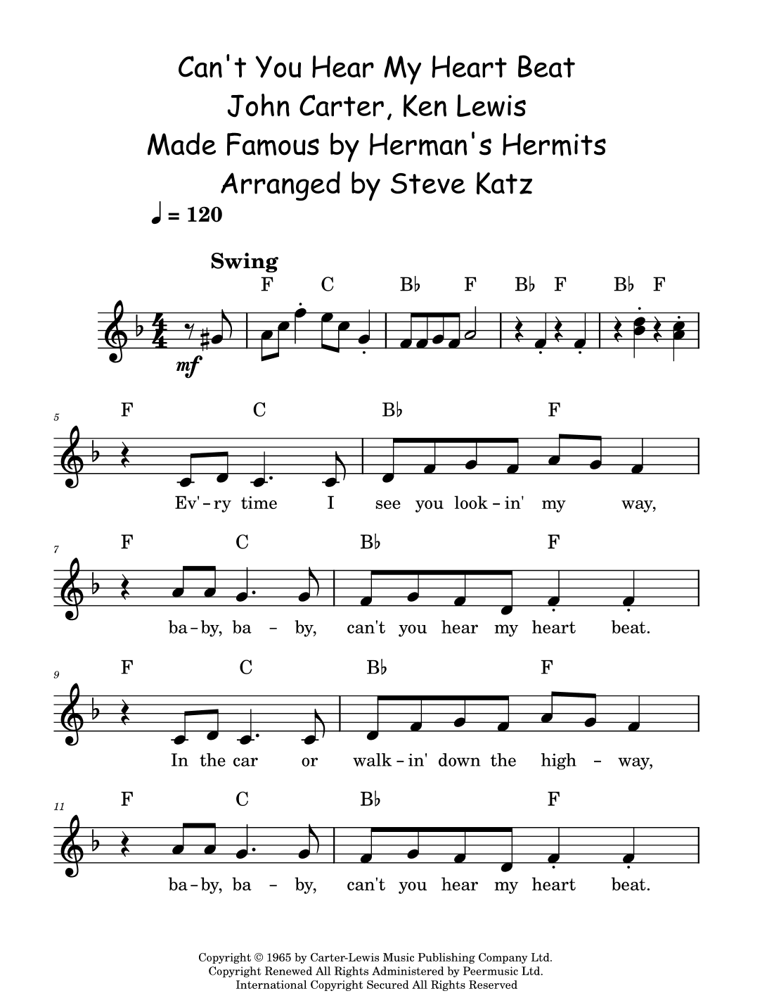 Can't You Hear My Heart Beat (arr. Steve Katz)