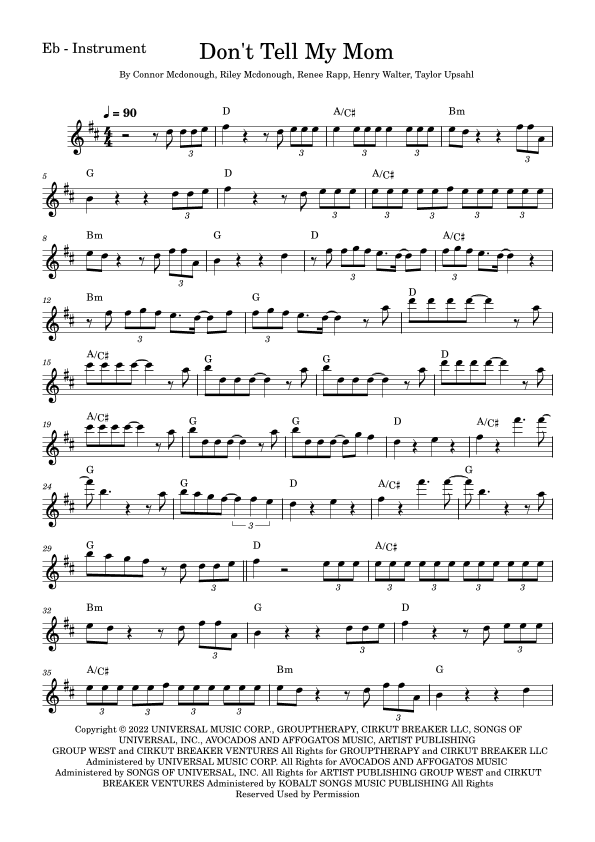 Don't Tell My Mom (arr. Fabio Eduardo de Oliveira)