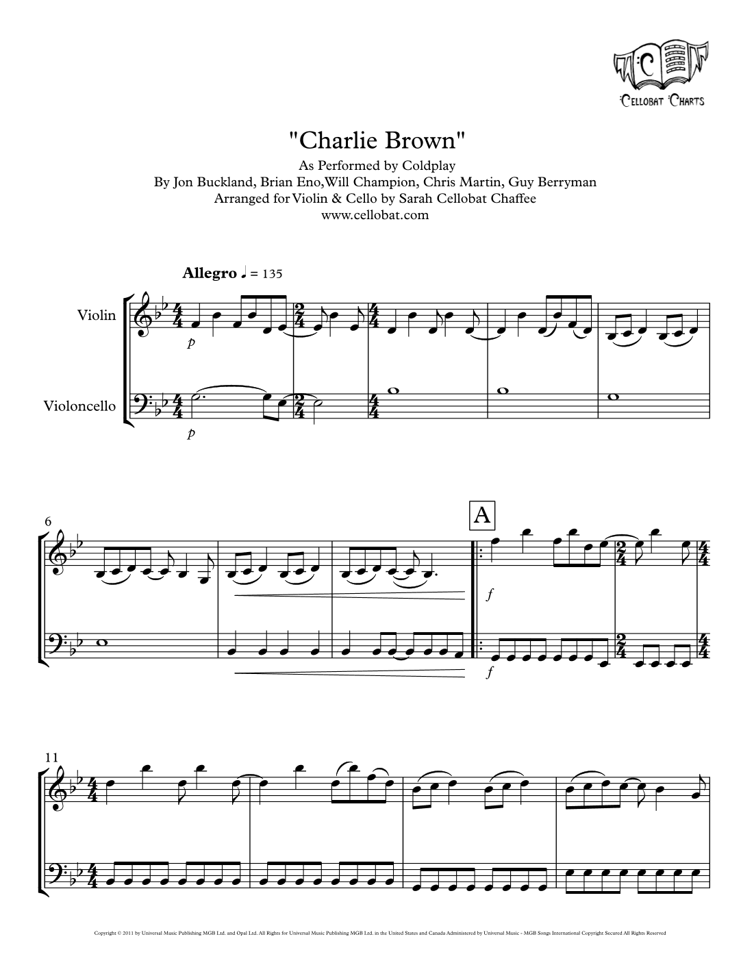 Charlie Brown (arr. Sarah Cellobat Chaffee)