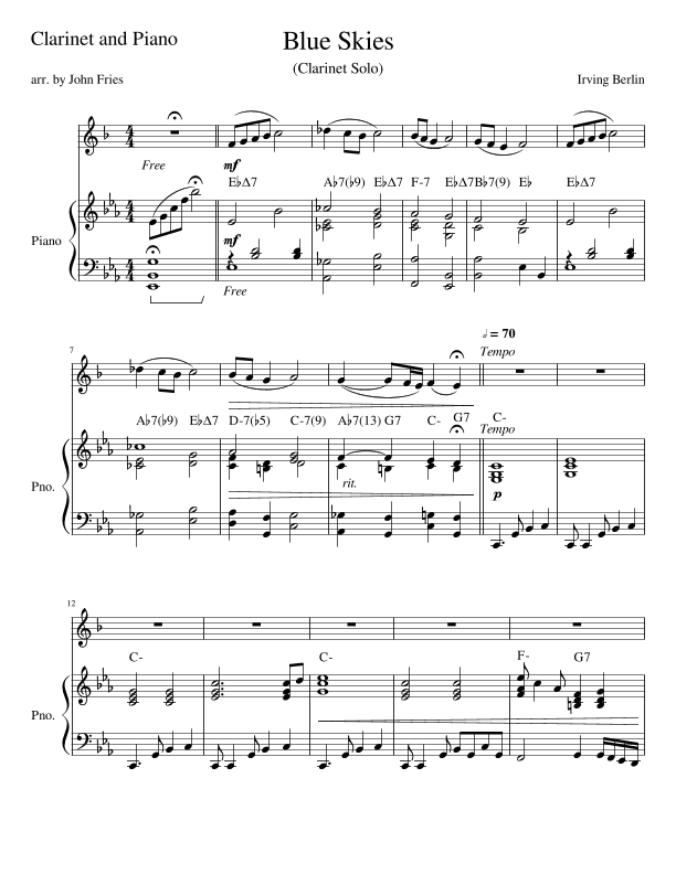 Blue Skies (arr. John Fries)