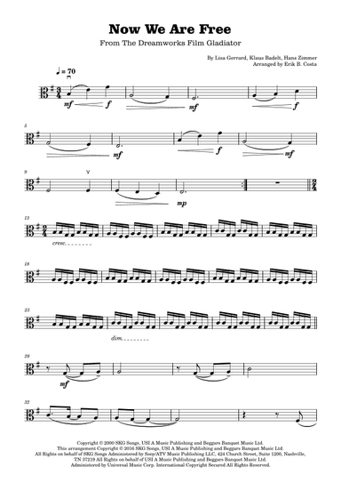 Now We Are Free (arr. Erik B. Costa)