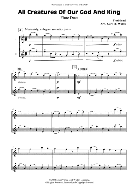 All Creatures Of Our God And King (arr. Gert Th. Walter)