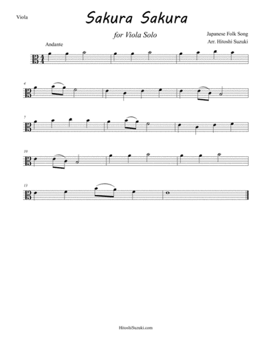 Sakura Sakura for Viola Solo (arr. Hitoshi Suzuki)