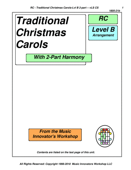 Traditional Christmas Carols - 2 Part w Cd Symbols - (Key Map Tablature) (arr. John M. Honeycutt)