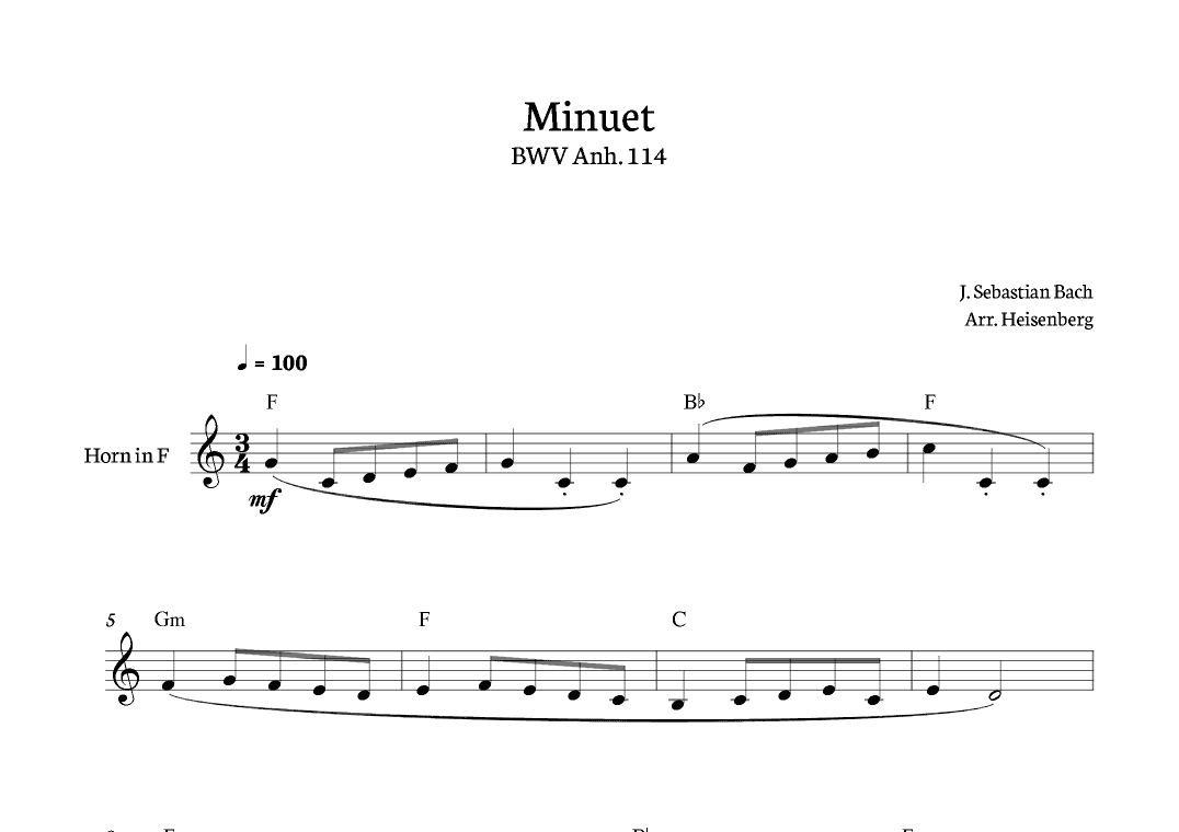 Minuet - Bach for Horn (arr. Heisenberg)