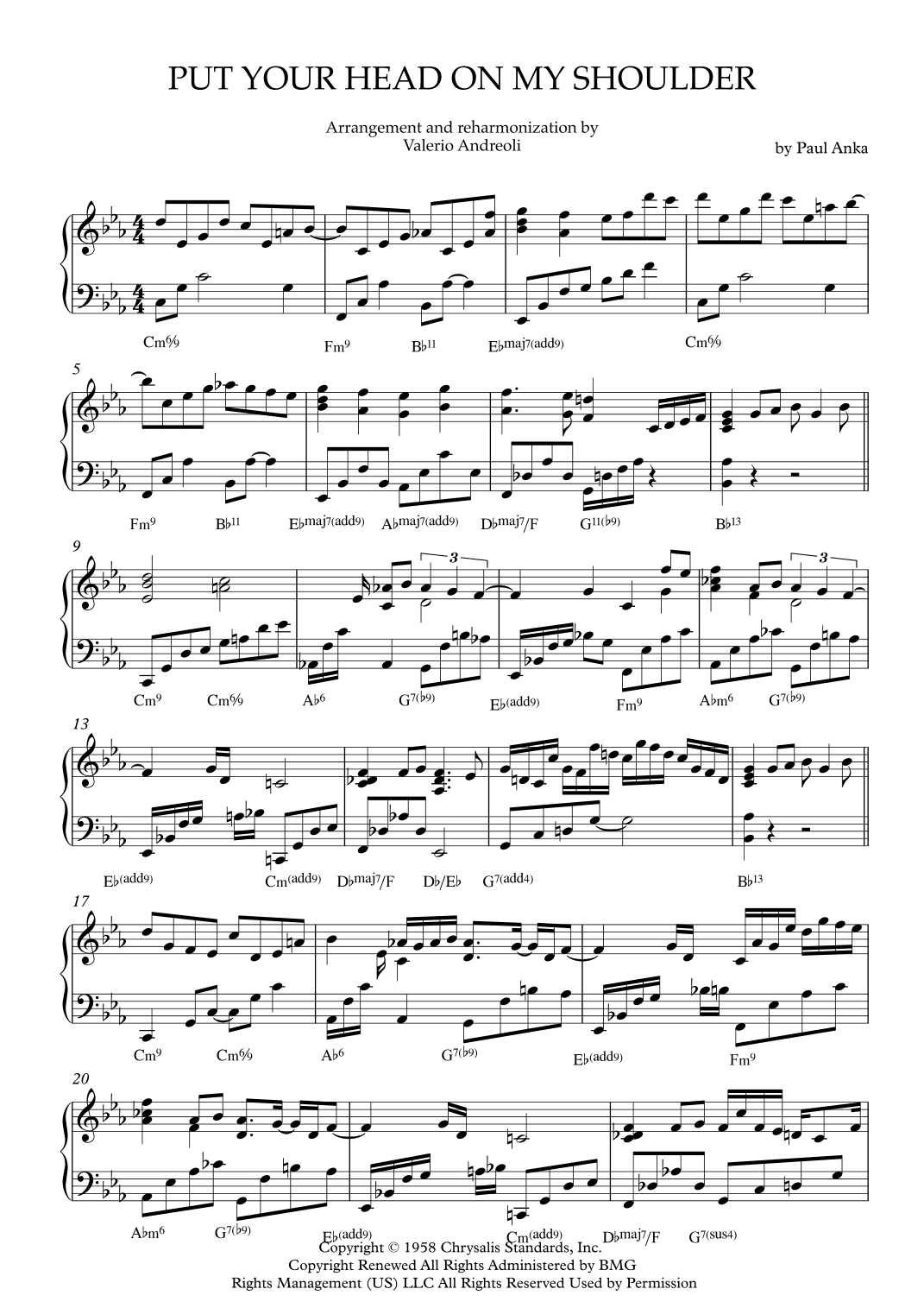 Put Your Head On My Shoulder (arr. Valerio Andreoli)