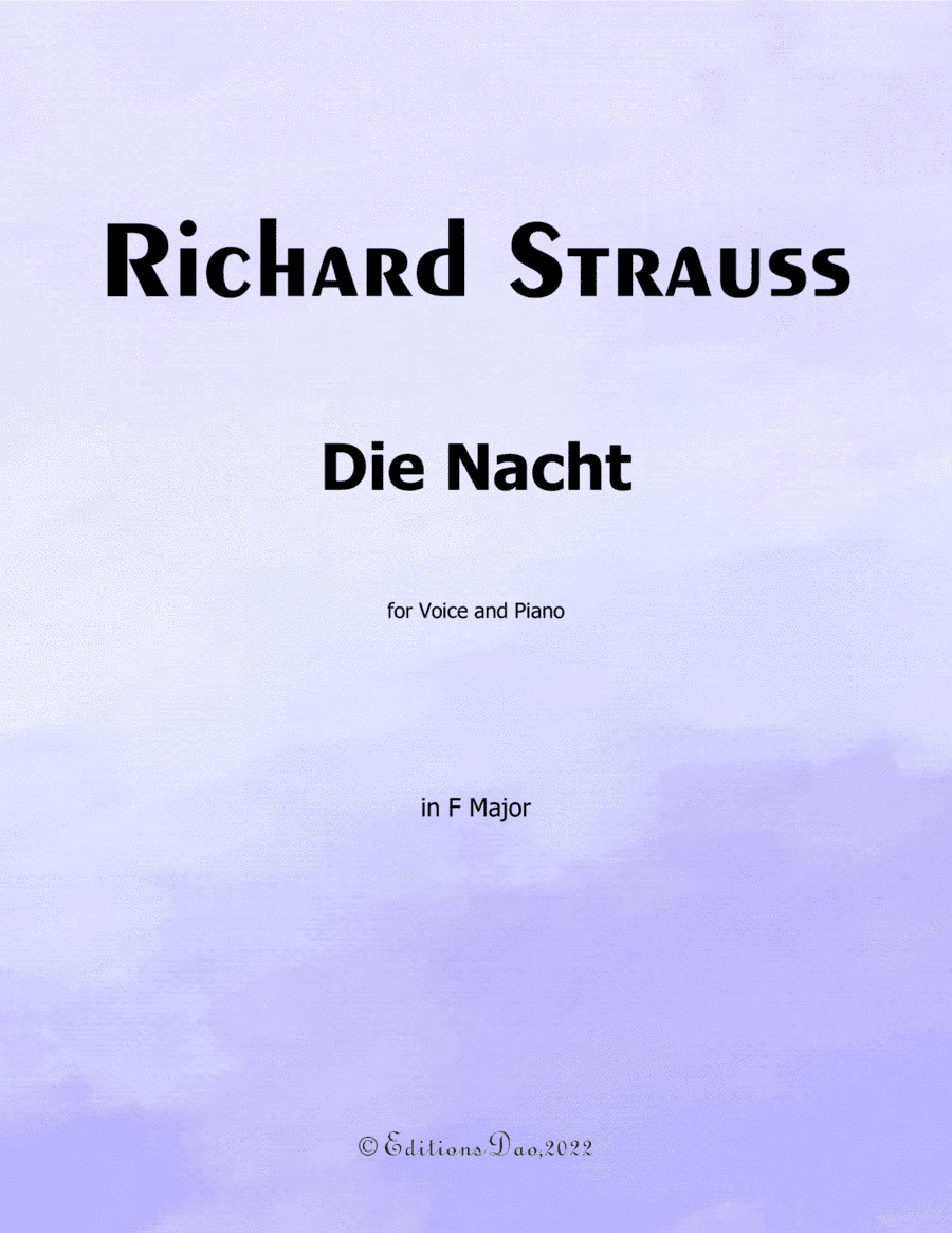 Die Nacht, by Richard Strauss, in F Major (arr. Editions Dao)