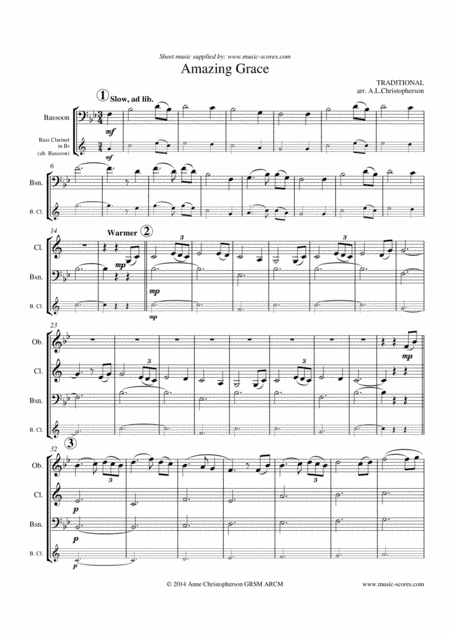 Amazing Grace - Wind Quartet (arr. Anne L Christopherson GRSM ARCM)