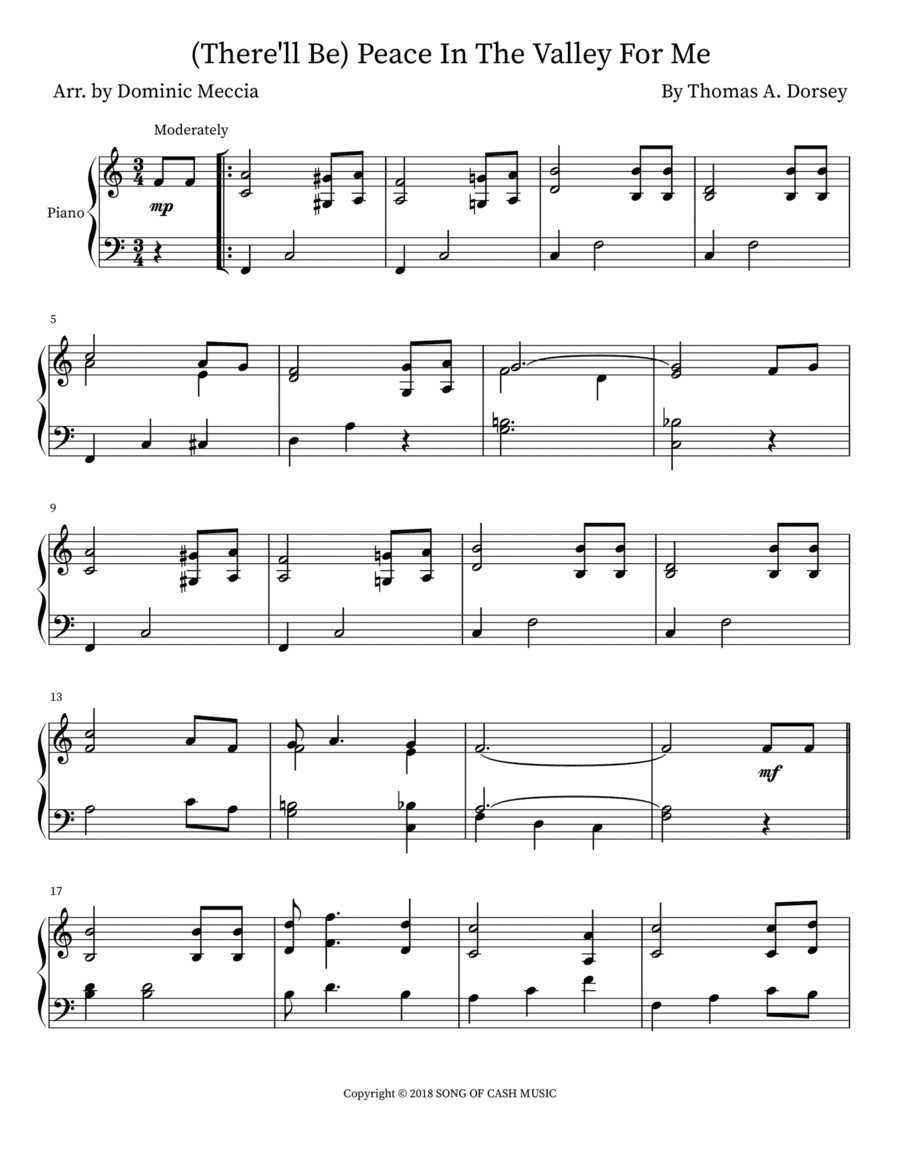 There'll Be Peace In The Valley For Me (tra.arr.) (arr. Dominic Meccia)