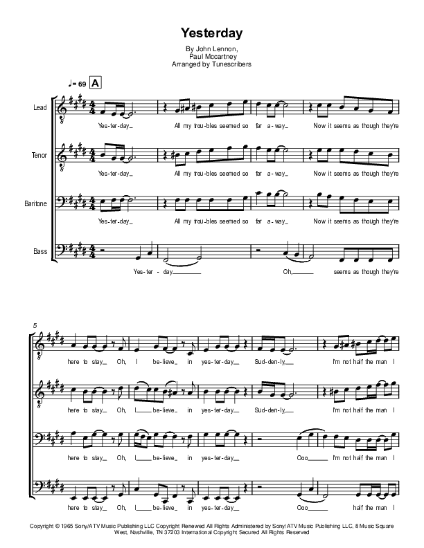 Yesterday (arr. Tunescribers)