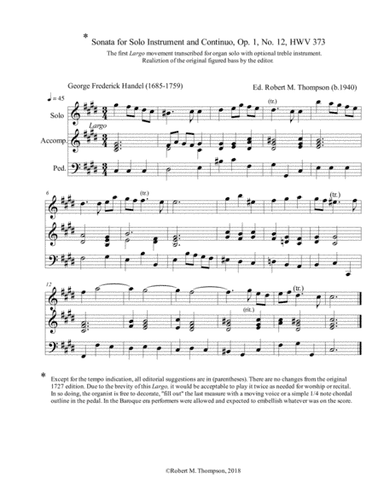 Largo for Organ (arr. Robert M. Thompson, A.Mus.D. (b. 1940))