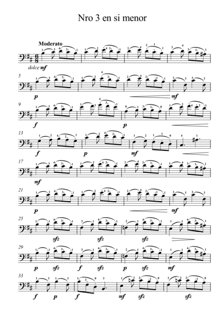 piezas breves para cello solo. nro 3 en si menor