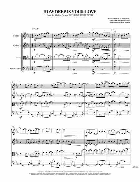 How Deep Is Your Love  from the Motion Picture SATURDAY NIGHT FEVER (arr. Abraham Maduro)