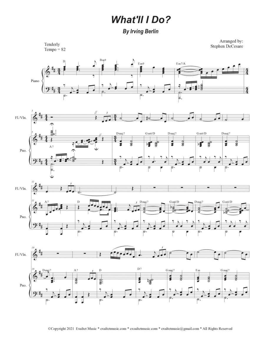 What'll I Do? (Flute and Violin solo and Piano) (arr. Stephen DeCesare)