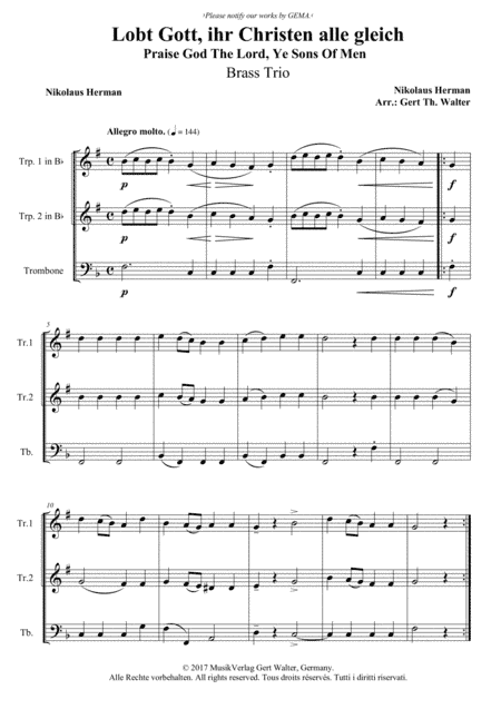 Praise God The Lord, Ye Sons Of Men (arr. Gert Th. Walter)