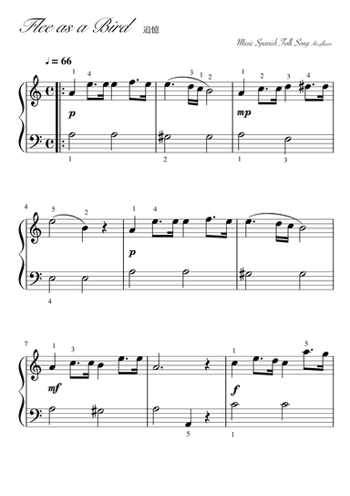 "Flee as a Bird" (Am) easy piano (arr. pfkaori)