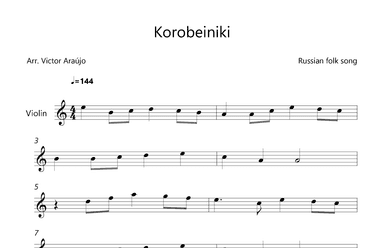 Korobeiniki  (from Tetris) - Violin Lead Sheet (arr. Victor Araújo)