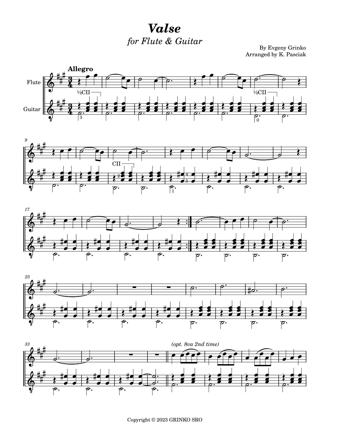 Valse (arr. Kenneth Pasciak)