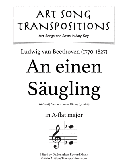 BEETHOVEN: An einen Säugling, WoO 108 (transposed to A-flat major) (arr. ArtSongTranspositions.com)