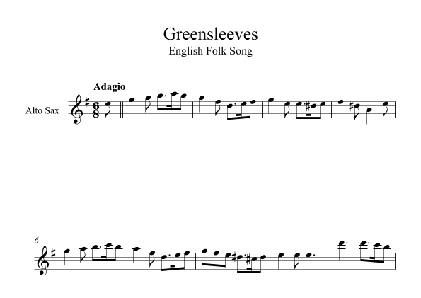Greensleeves - English Folk Song (Alto Sax) (arr. Digital Book Music)