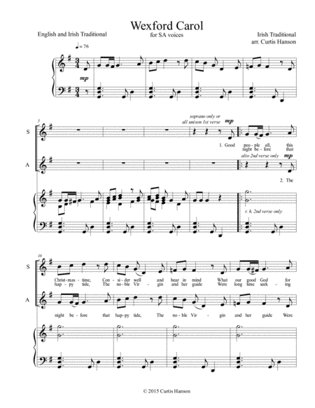 Wexford Carol (SA) (arr. Curtis Hanson)
