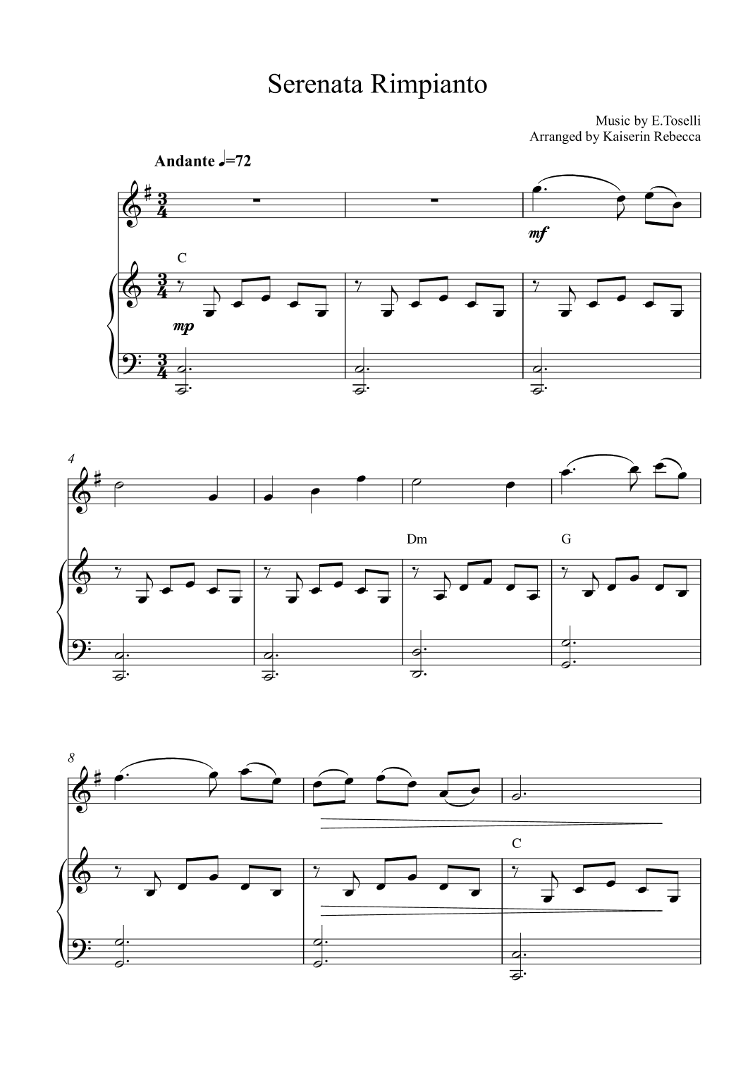 Serenata Rimpianto (Op.6 No.1) (arr. Kaiserin Rebecca)