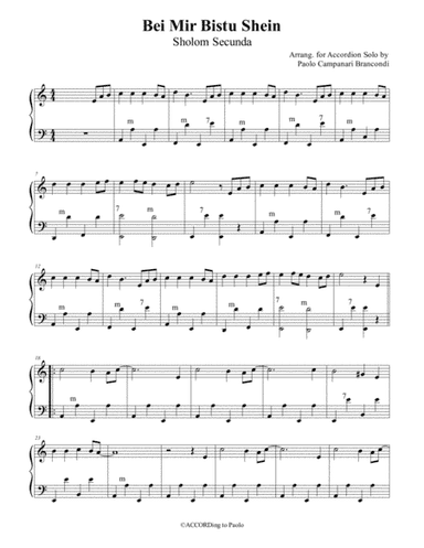 Bei Mir Bistu Shein, Yiddish song, Germanized in "Bei Mir Bist Du Shoen" (arr. Paolo Campanari Brancondi)