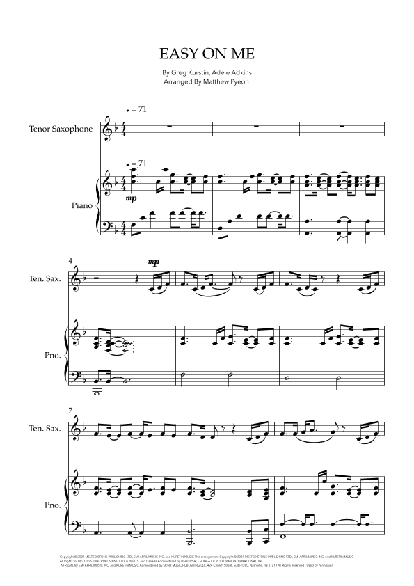 Easy On Me (arr. Matthew pyeon)