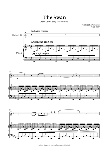 The Swan for Clarinet and Piano (arr. Marcos Soares)