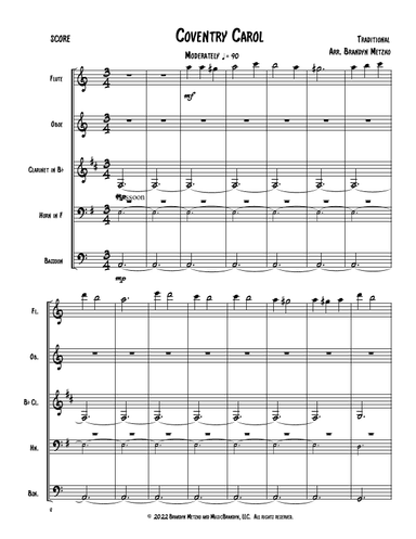 Coventry Carol (arr. Brandyn Metzko)