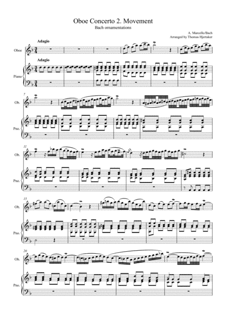 Marcello Oboe Concerto 2. movement, Bach ornamentations (arr. Thomas Hjertaker)