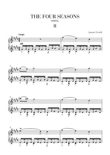 VIVALDI: The Four Seasons - Spring - 2nd mov. - Advanced Intermediate Piano (arr. Cadenza Editions)