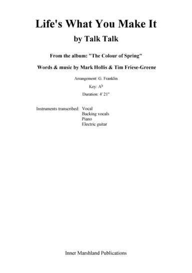 Life's What You Make It (arr. G. Franklin)