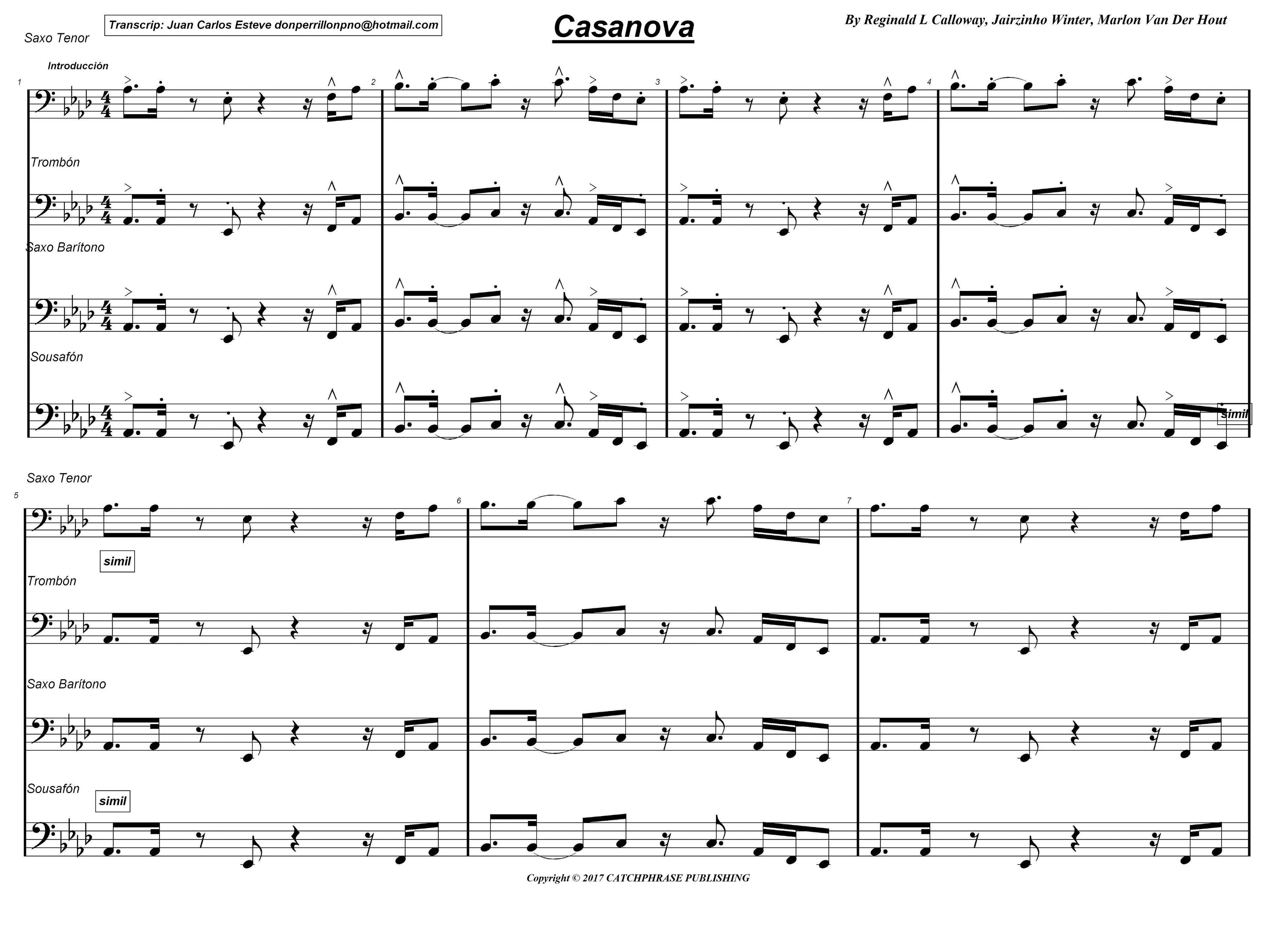 Casanova (arr. juan carlos esteve / Gran Coda)