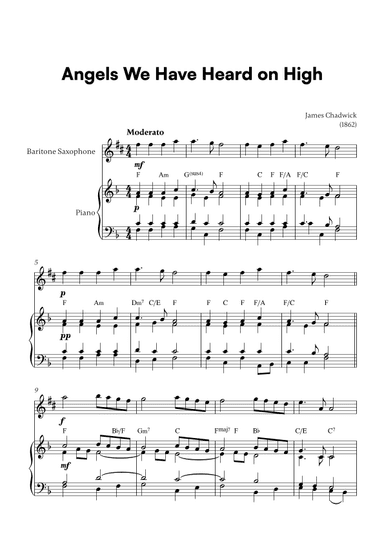 Angels we have heard on high (for Baritone Sax and Piano) (arr. Cadenza Editions)