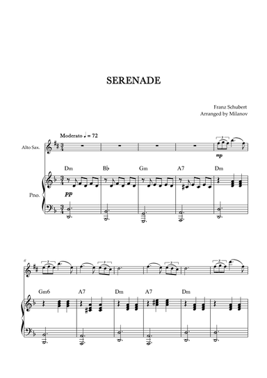 Serenade | Schubert | Alto Sax | Piano | Chords (arr. Milanov)
