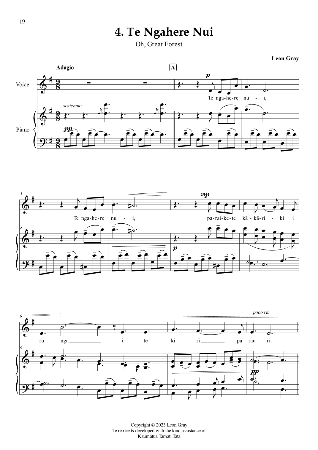 Te Ngahere Nui (No 4. from "Waiata Reorua mo te Rangatahi (Bilingual Songs for Young People)".