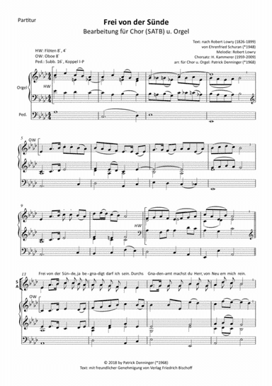 Frei von der Sünde Chor (SATB) u. Orgel