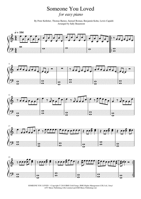 Someone You Loved (arr. Sally Beaumont)
