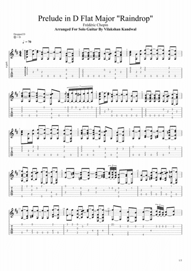 Raindrop Prelude (Op. 28 No.15)  - F. Chopin (Classical Guitar) (arr. Vilakshan Kandwal)