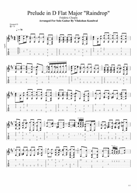 Raindrop Prelude (Op. 28 No.15)  - F. Chopin (Classical Guitar) (arr. Vilakshan Kandwal)