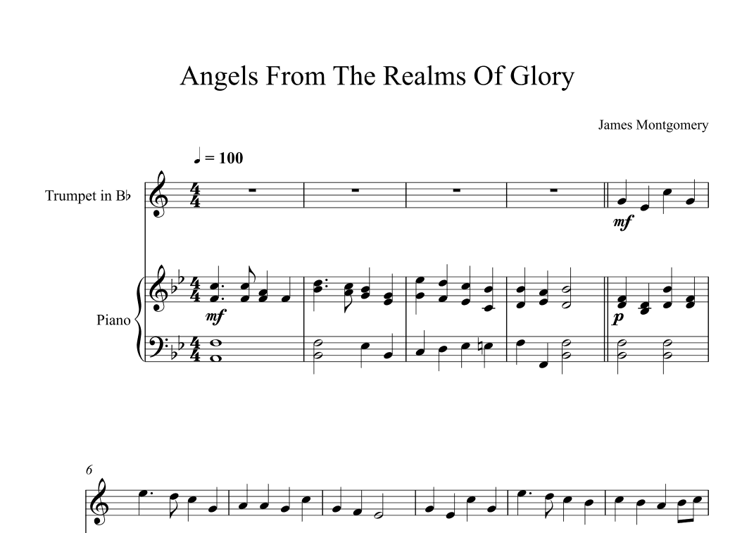 Angels From The Realms Of Glory - James Montgomery (Trumpet + Piano) (arr. Digital Book Music)