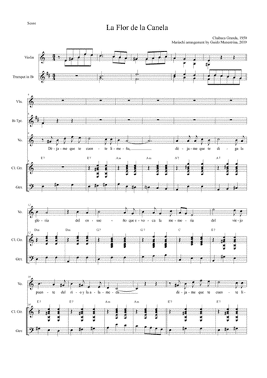 La Flor De La Canela (arr. Guido Menestrina)