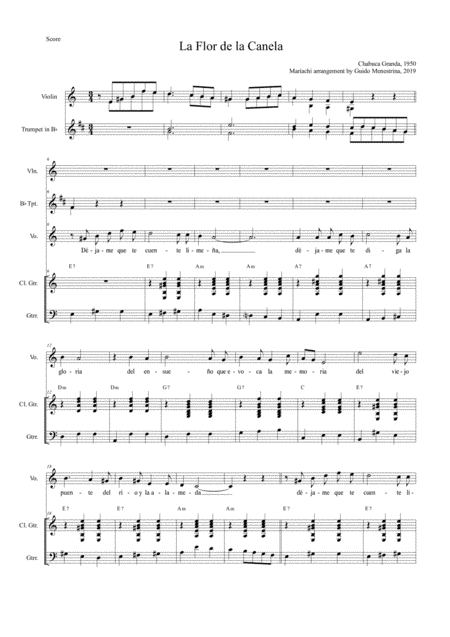 La Flor De La Canela (arr. Guido Menestrina)
