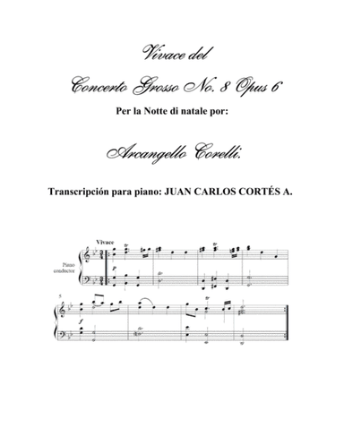 Corelli - Vivave - Concerto per notte natale - Para Piano Solo (arr. Juan Carlos Cortés Aguirre)
