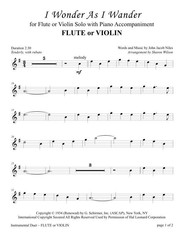 I Wonder As I Wander (arr. Sharon Wilson)