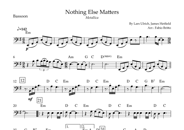 Nothing Else Matters (arr. Fabio Britto)