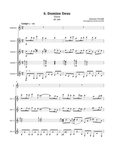 Domine Deus (from Gloria RV 589) (arr. Jordi Lacerda)