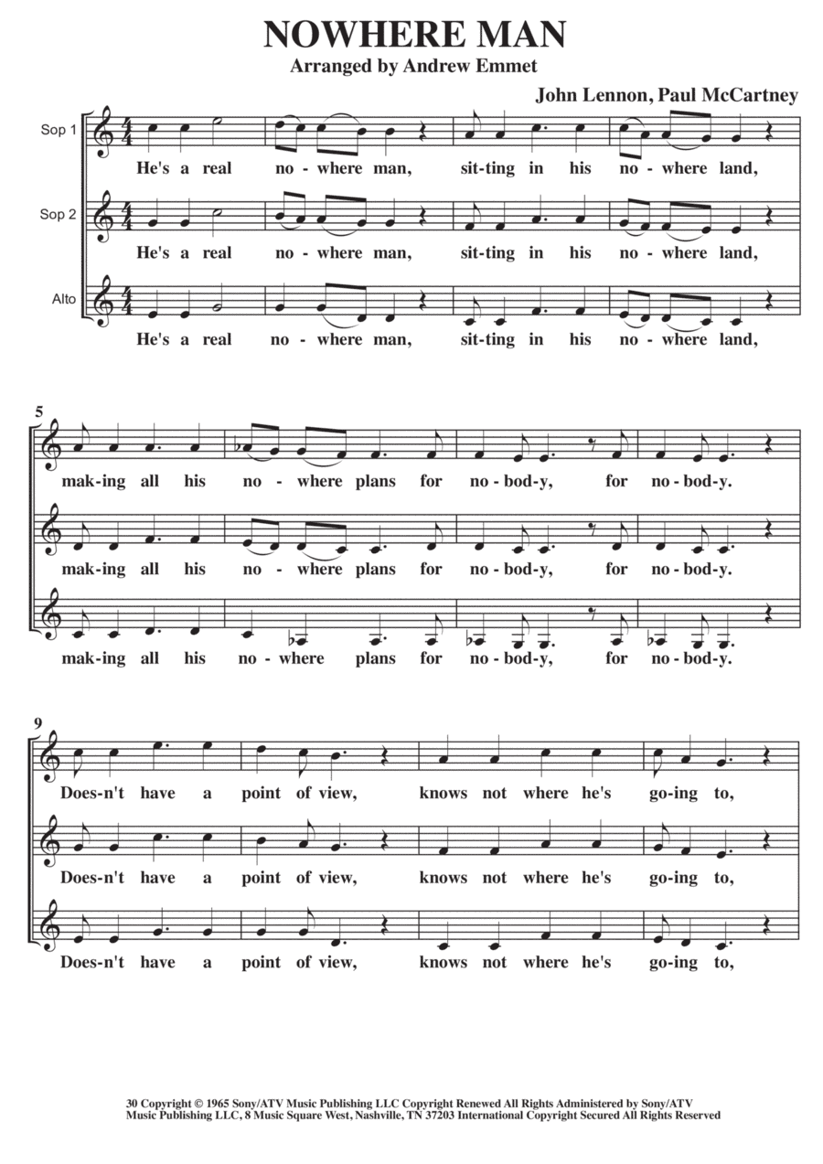 Nowhere Man (arr. Andrew Emmet)